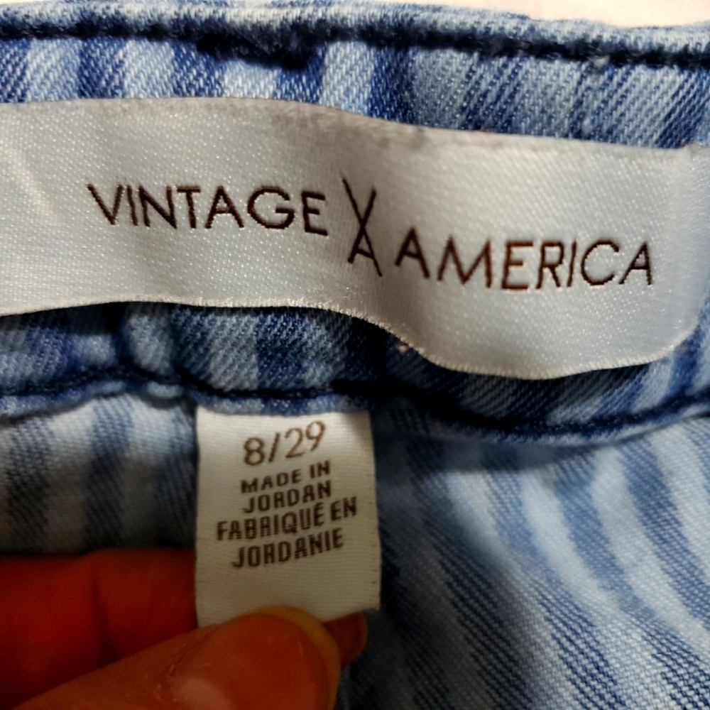 VINTAGE X AMERICA....Striped High rise  Blue Jeans...size:8/29 - Picture 9 of 11